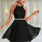 Eliza Beading Scoop Elegant A-line Chiffon Mini Dresses DEP0022354