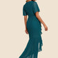 Jazmyn Ruffle V-Neck Elegant Trumpet/Mermaid Chiffon Asymmetrical Dresses DEP0022358