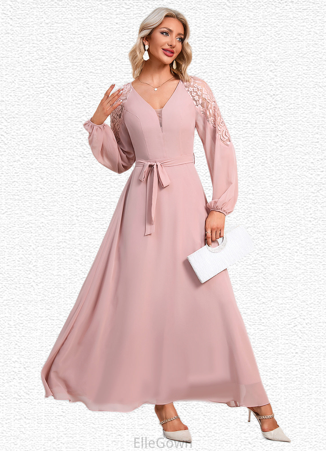 Miya V-Neck Elegant A-line Chiffon Dresses DEP0022360