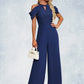 Esme Flower Jacquard Off the Shoulder Elegant Jumpsuit/Pantsuit Chiffon Lace Maxi Dresses DEP0022372