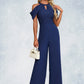 Esme Flower Jacquard Off the Shoulder Elegant Jumpsuit/Pantsuit Chiffon Lace Maxi Dresses DEP0022372