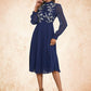 Shaniya Pleated High Neck Elegant A-line Chiffon Midi Dresses DEP0022416