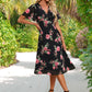Mareli Floral Print V-Neck Elegant A-line Chiffon Midi Dresses DEP0022424