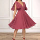 Makaila A-line V-Neck Knee-Length Chiffon Cocktail Dress With Pleated DEP0022429