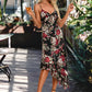 Bella Ruffle Floral Print V-Neck Elegant A-line Chiffon Asymmetrical Dresses DEP0022447