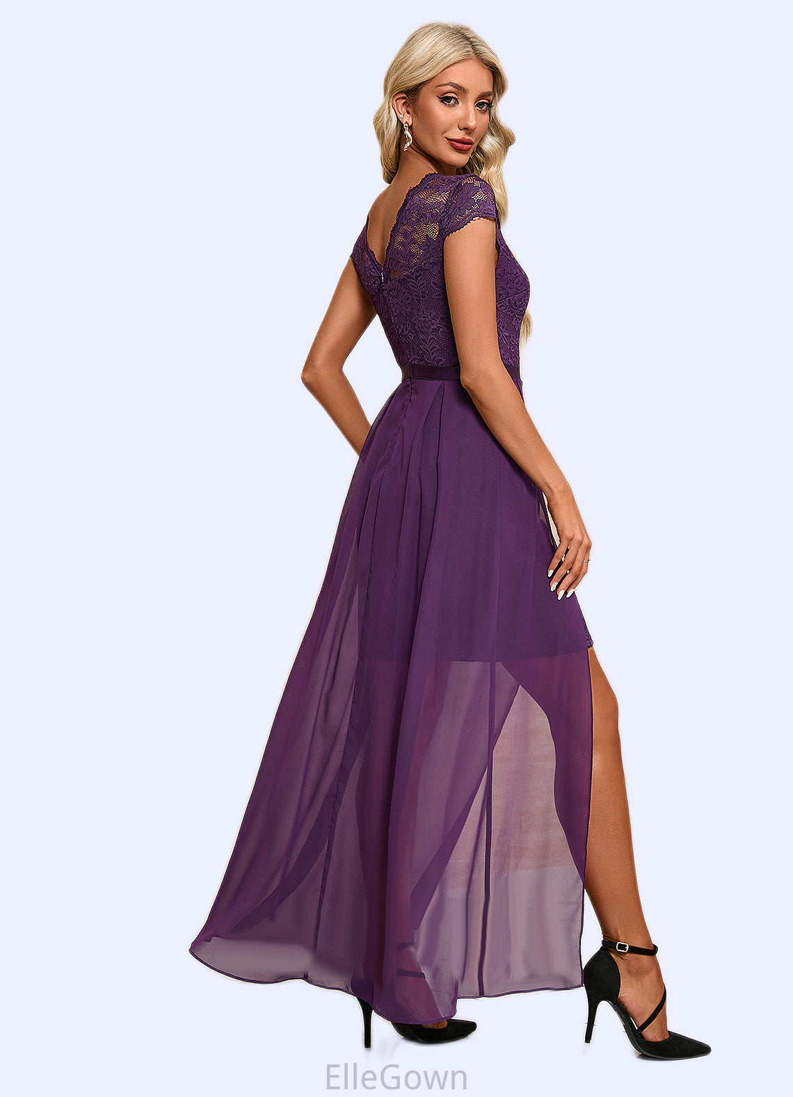 Florence Illusion Elegant A-line Chiffon Lace Maxi Dresses DEP0022451