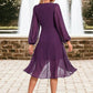 Maliyah Bow Ruffle V-Neck Elegant A-line Chiffon Asymmetrical Dresses DEP0022457