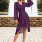 Maliyah Bow Ruffle V-Neck Elegant A-line Chiffon Asymmetrical Dresses DEP0022457
