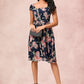 Melinda A-line Square Knee-Length Chiffon Cocktail Dress DEP0022458