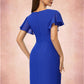 Lailah Sheath/Column V-Neck Knee-Length Chiffon Cocktail Dress With Cascading Ruffles DEP0022487