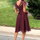 Ashanti A-line Illusion Knee-Length Chiffon Cocktail Dress With Sequins DEP0022512