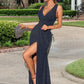 Joanna Sequins V-Neck Elegant Trumpet/Mermaid Cotton Blends Maxi Dresses DEP0022525