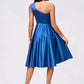 Zariah A-line One Shoulder Knee-Length Satin Cocktail Dress With Beading Pleated DEP0022531