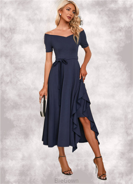 Melody V-Neck Elegant A-line Cotton Blends Midi Dresses DEP0022561