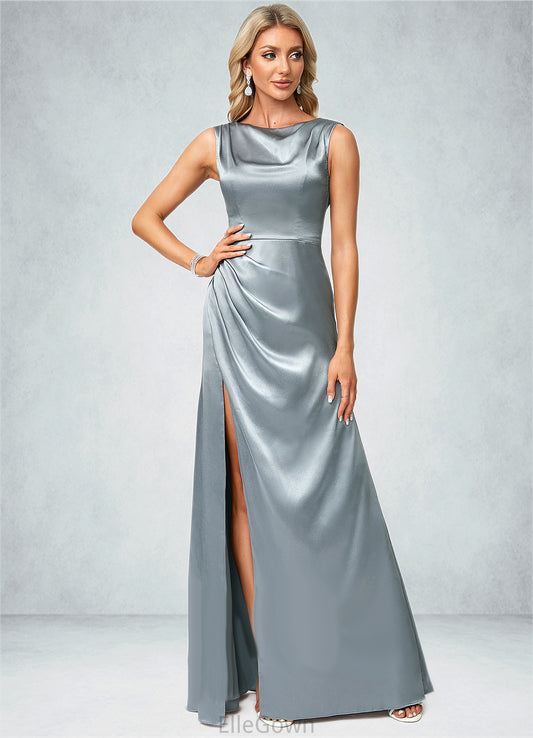 Laila A-line Cowl Scoop Floor-Length Stretch Satin Bridesmaid Dress DEP0022574