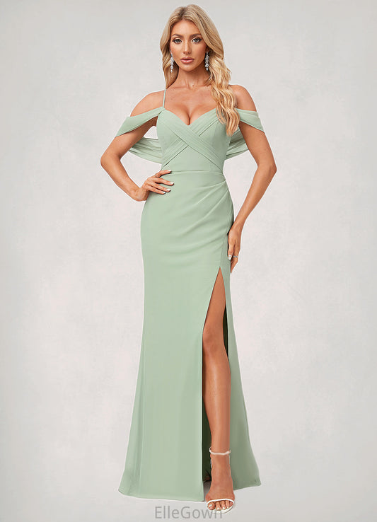 Lindsey Trumpet/Mermaid V-Neck Floor-Length Chiffon Bridesmaid Dress DEP0022587