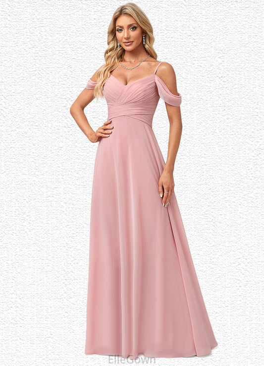 Carissa A-line Cold Shoulder Floor-Length Chiffon Bridesmaid Dress DEP0022602