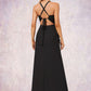 Audrina A-line Square Floor-Length Chiffon Bridesmaid Dress With Ruffle DEP0022616