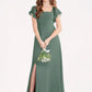 Maya A-Line Bow Chiffon Floor-Length Junior Bridesmaid Dress Eucalyptus DEP0022847