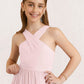 Gabrielle A-Line Pleated Chiffon Floor-Length Junior Bridesmaid Dress Blushing Pink DEP0022849