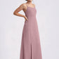 Dominique A-Line Chiffon Floor-Length Junior Bridesmaid Dress dusty rose DEP0022856