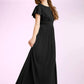Rachael A-Line Ruched Mesh Floor-Length Junior Bridesmaid Dress black DEP0022857