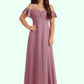 Alana A-Line Off the Shoulder Chiffon Floor-Length Junior Bridesmaid Dress Vintage Mauve DEP0022859