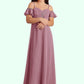 Alana A-Line Off the Shoulder Chiffon Floor-Length Junior Bridesmaid Dress Vintage Mauve DEP0022859