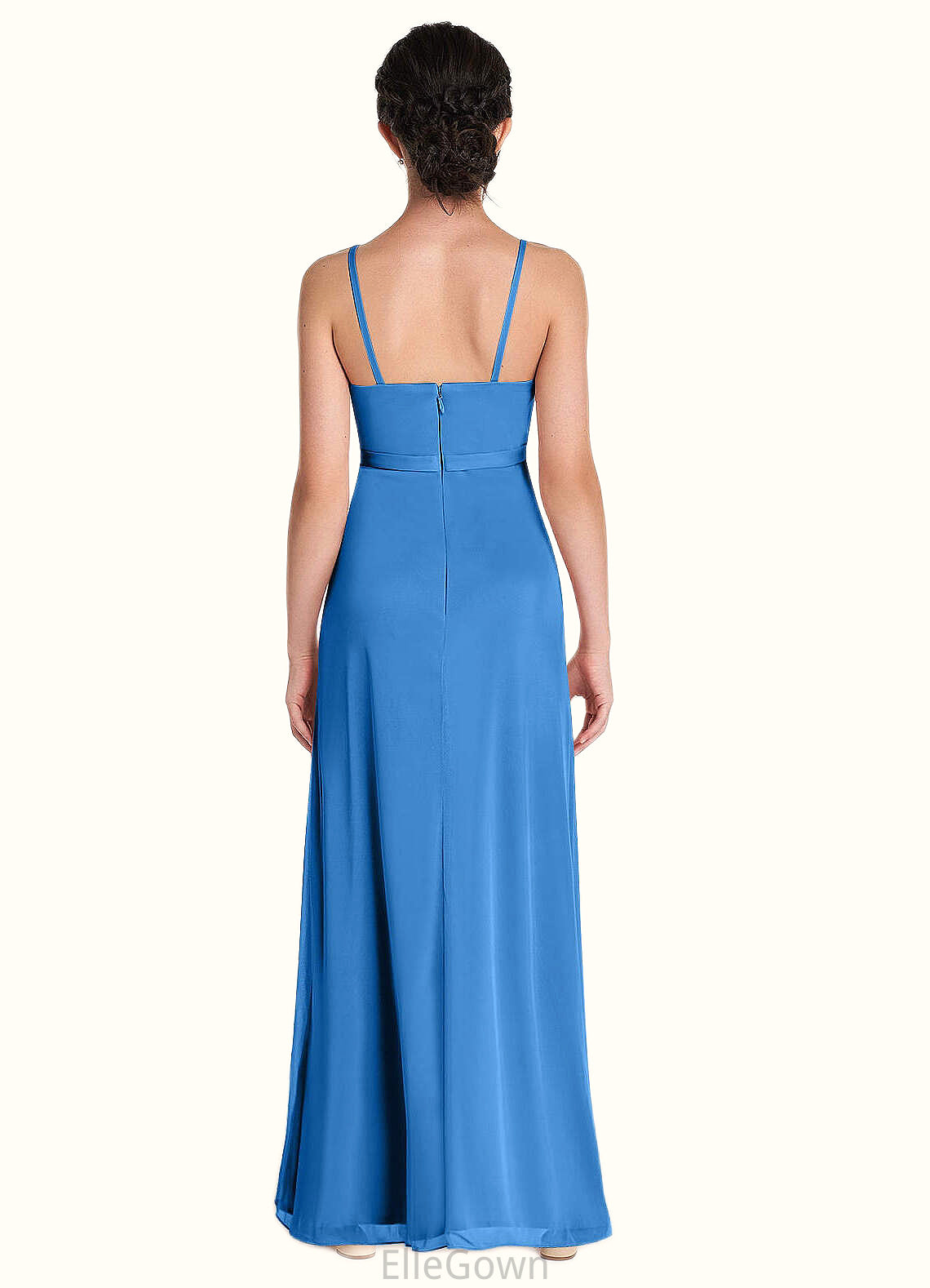 Tiffany Pleated Mesh Floor-Length Junior Bridesmaid Dress Blue Jay DEP0022861