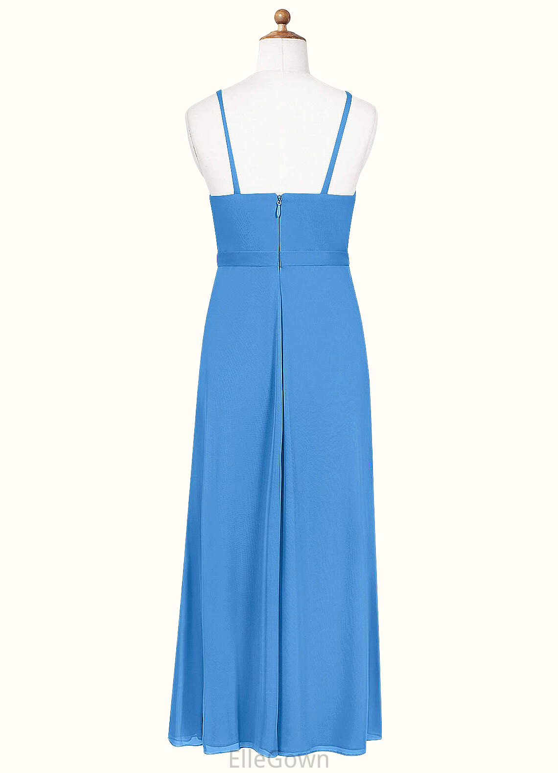 Tiffany Pleated Mesh Floor-Length Junior Bridesmaid Dress Blue Jay DEP0022861