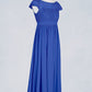 Meghan A-Line Pleated Chiffon Floor-Length Junior Bridesmaid Dress Royal Blue DEP0022863
