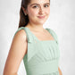 Lisa A-Line Pleated Chiffon Mini Junior Bridesmaid Dress Agave DEP0022864