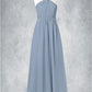 Raelynn A-Line Pleated Chiffon Ankle-Length Junior Bridesmaid Dress dusty blue DEP0022866