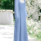 Shaylee A-Line Chiffon Floor-Length Junior Bridesmaid Dress with Pockets Steel Blue DEP0022867