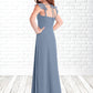 Skyla A-Line Sweetheart Neckline Chiffon Floor-Length Junior Bridesmaid Dress dusty blue DEP0022869