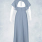 Ryleigh A-Line Ruched Chiffon Floor-Length Junior Bridesmaid Dress dusty blue DEP0022872