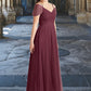 Taryn A-Line Off the Shoulder Tulle Floor-Length Junior Bridesmaid Dress Cabernet DEP0022873