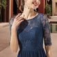 Moriah A-line Scoop Knee-Length Chiffon Lace Homecoming Dress With Ruffle DEP0020531