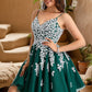 Juliana A-line V-Neck Short/Mini Lace Tulle Homecoming Dress DEP0020468