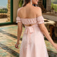 Noelle A-line Off the Shoulder Short/Mini Chiffon Homecoming Dress DEP0020472