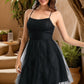 Sharon A-line Scoop Short/Mini Tulle Homecoming Dress With Cascading Ruffles DEP0020479