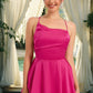 Kyra A-line Asymmetrical Short/Mini Silky Satin Homecoming Dress DEP0020481