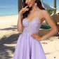 Hadley A-line V-Neck Short/Mini Lace Tulle Homecoming Dress With Beading DEP0020501