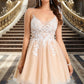 Danna A-line V-Neck Short/Mini Lace Tulle Homecoming Dress DEP0020469