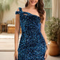 Camille Sheath/Column One Shoulder Short/Mini Sequin Homecoming Dress With Sequins DEP0020487
