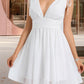 Skylar A-line V-Neck Short/Mini Chiffon Homecoming Dress DEP0020475