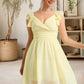 Hazel A-line V-Neck Short/Mini Chiffon Homecoming Dress With Ruffle DEP0020474