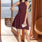 Michaela A-line Scoop Short/Mini Chiffon Lace Homecoming Dress DEP0020555