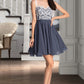Lilly A-line Scoop Short/Mini Chiffon Lace Homecoming Dress DEP0020558