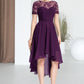 Hailie A-line Scoop Asymmetrical Chiffon Lace Homecoming Dress DEP0020587